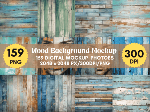 159 Green Blue Wood Digital Paper