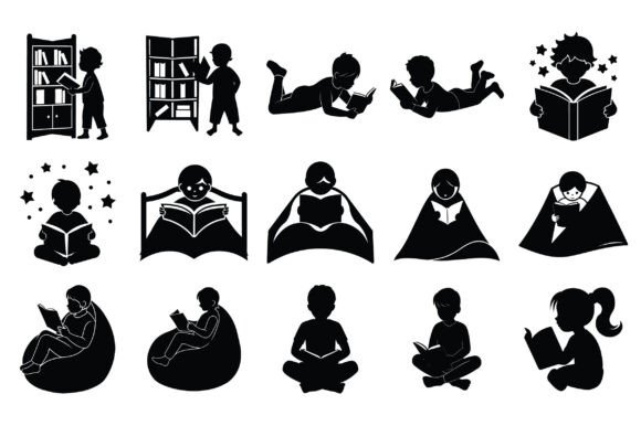 A Child Reading Book Silhouette Vector: A Timeless Design for Modern Creativity