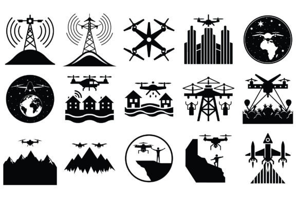 Drone Silhouette Vector -Vol 3