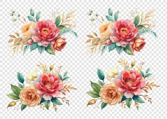 Element of a Red Watercolor Rose Wreath: A Timeless Touch for Creative Projects