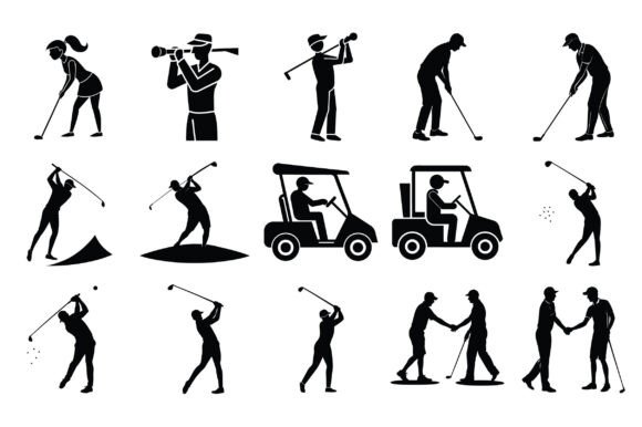 Golf Player Silhouette Vector -Vol 2