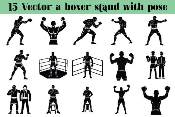 Silhouette a Boxer Stand with Pose -3: A Versatile Vector Asset for Creative Projects