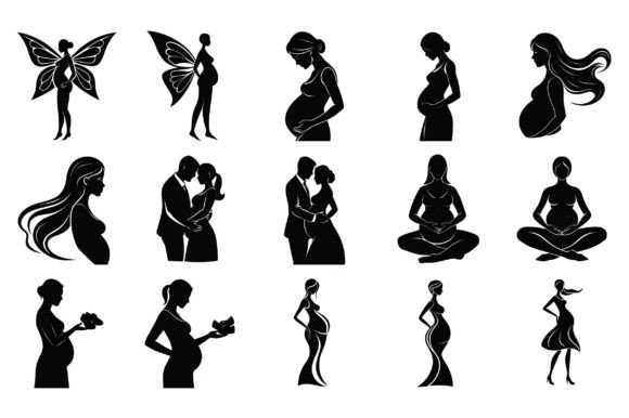 Silhouette Pregnant Lady Vector -Vol 3: A Versatile Asset for Creative and Commercial Use