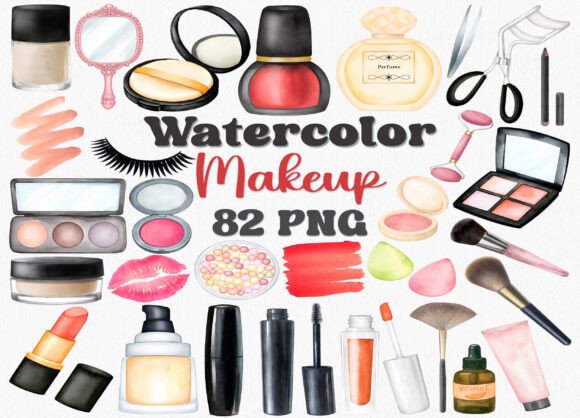 Watercolor Makeup Clipart, Cosmetic Png: A Creative Resource for Beauty and Design