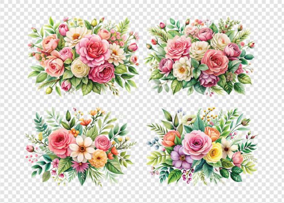 Watercolor Red and Pink Flowers PNG File: A Versatile Design for Creative Projects