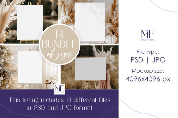 Welcome Sign Mockup Bundle Set of 14 PSD for Creative Designers